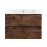 Тумба под раковину Vincea Mia Slim 600 подвесная, 2 выкатных ящика soft close, R.Wood