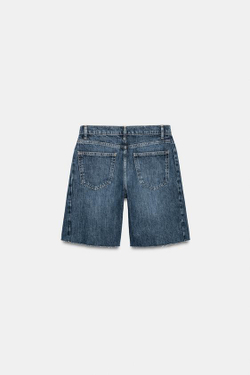 ZARA ДЖИНСОВЫЕ ШОРТЫ RELAXED СО СРЕДНЕЙ ПОСАДКОЙ — ZW COLLECTION, СИНИЙ