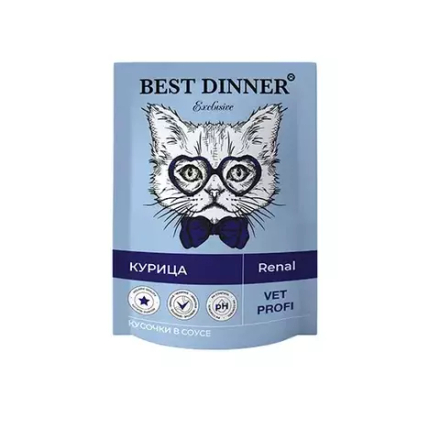Паучи BEST DINNER Exclusive Vet Profi Renal кусочки в соусе с курицей 85гр
