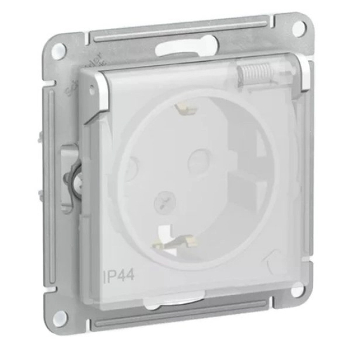 Розетка с заземлением со шторками с крышкой 16А IP44 SE AtlasDesign Aqua, белый ATN440146