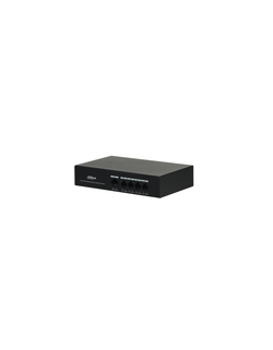 DAHUA 4-портовый неуправляемый коммутатор с РоЕПорты: 4 RJ45 10/100Мбит/с (PoE/PoE+/Hi-PoE), 1 RJ45 10/100Мбит/с (uplink); мощность PoE: суммарно до 36Вт; передача до 250м; питание: 48~57В(DC)