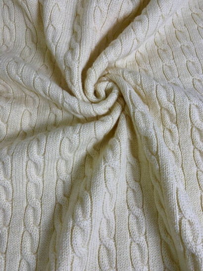Трикотаж шерсть, крем, жаккард косичка FC#66
