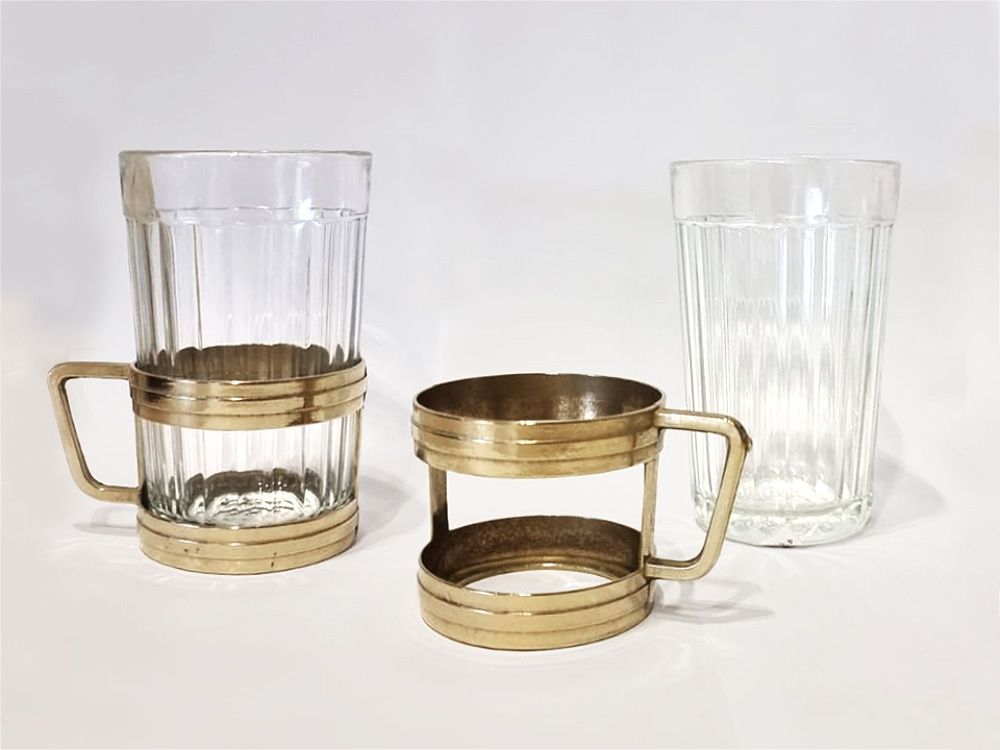 Alberti Livio Набор: поднос Плетенка + 6 подстаканников со стаканами