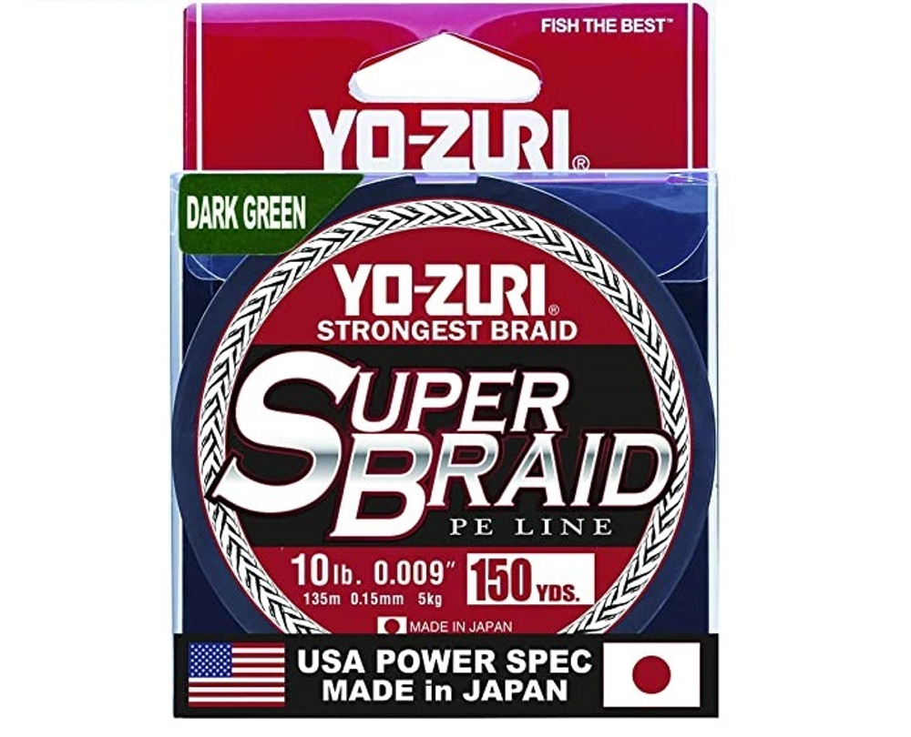 Шнур Yo-Zuri PE Super Braid 150yd Dark Green 20Lbs (0.23мм)