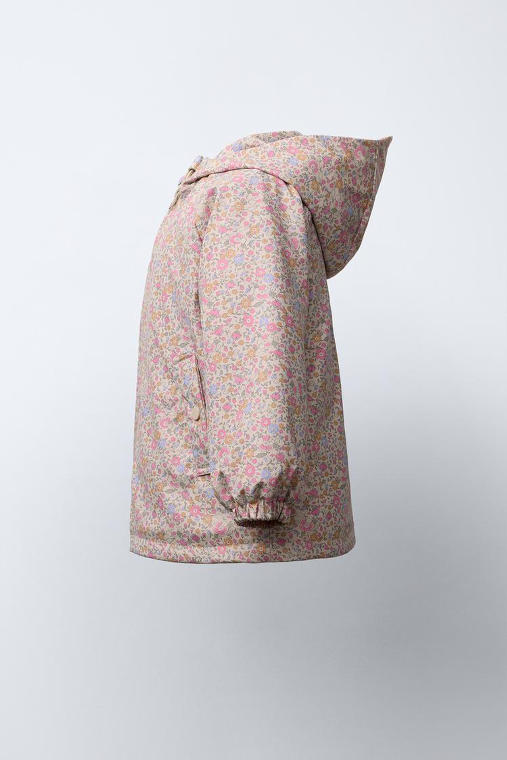 ZARA ПРОРЕЗИНЕННЫЙ ДОЖДЕВИК С ПРИНТОМ WATER RESISTANT, БЛЕДНО-РОЗОВЫЙ