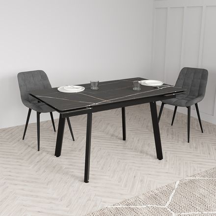 Стол стеклянный Лорд 1400х800х300 Мрамор чёрный