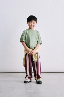 ZARA ПРЯМЫЕ БРЮКИ ИЗ МЯГКОЙ ТКАНИ В ПОЛОСКУ, ЛИЛОВЫЙ