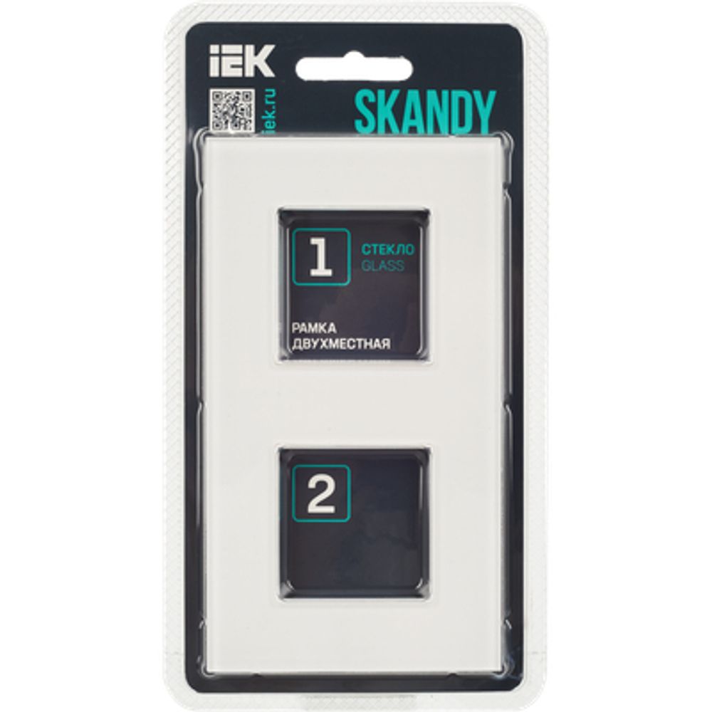 SKANDY Рамка 2-местная SK-F22W стекло арктический белый IEK
