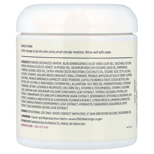 Swanson, Отшелушивающий скраб с маслом чайного дерева со скорлупой грецкого ореха и абрикосовыми косточками, 250 мл (8,5 жидк. унц.)