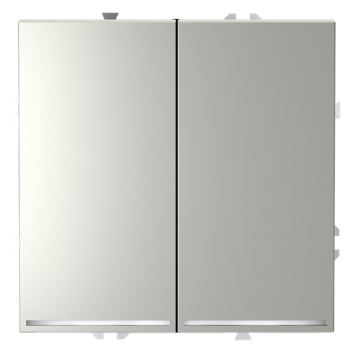 Проходной переключатель встраиваемый VOLTUM S70 двухклавишный с подсветкой 10А, (сталь)