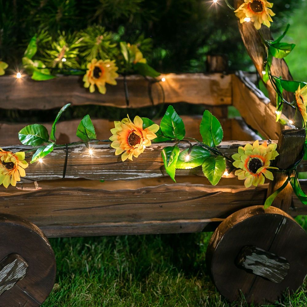 USL-S-138-PT2300 SUNFLOWERS Садовая гирлянда на солнечной батарее Подсолнухи. 24 светодиода. Теплый белый свет. 1xАА Ni-Mh аккумулятор в-к. IP44. TM Uniel