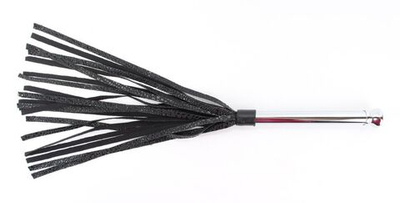 Черная плетка с металлической ручкой - 43 см. (Цвет: черный с серебристым)