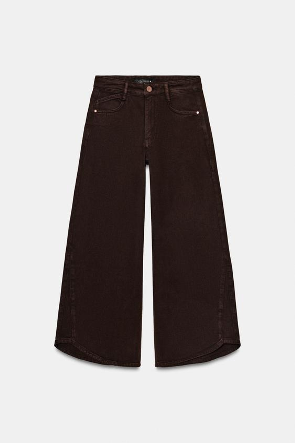 ZARA ДЖИНСЫ Z1975 BALLOON С ВЫСОКОЙ ПОСАДКОЙ И АСИММЕТРИЧНЫМ НИЗОМ, КОРИЧНЕВЫЙ