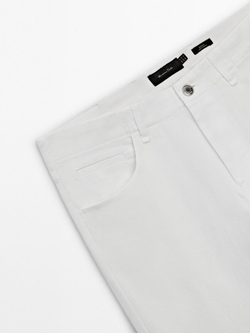 Massimo Dutti Зауженные джинсы из расшлихтованной ткани, белый