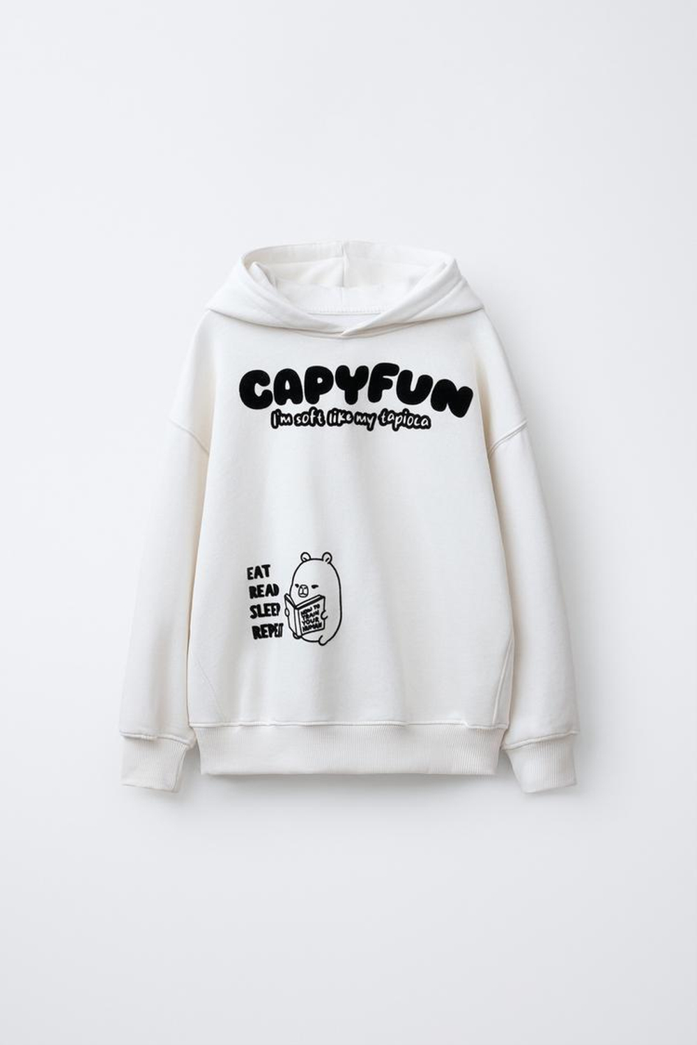 ZARA ХУДИ С КАПЮШОНОМ CAPIBARA CAPYFUN ©, ЭКРЮ