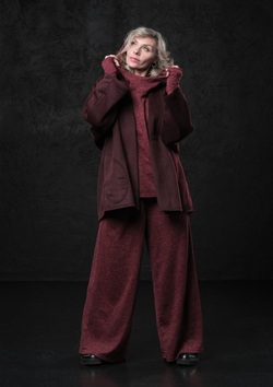 Кимоно -пальто марсала с поясом