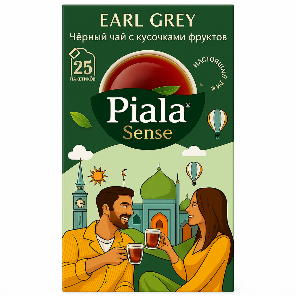 Чай черный Пиала Earl Grey с кусочками фруктов 25 пакетиков