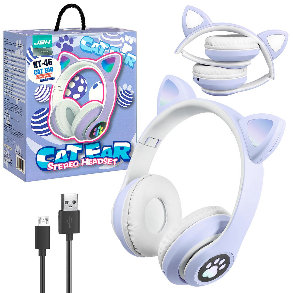 Полноразмерные Bluetooth наушники Cat Ear KT-46 JBH (фиолетовый)