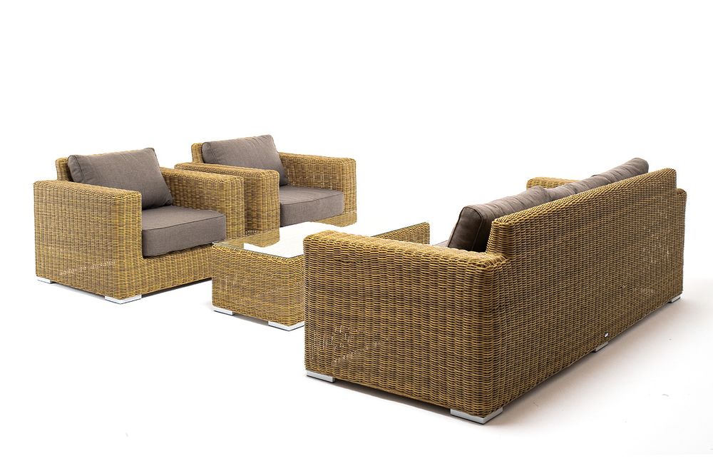 "Боно" лаунж-зона из искусственного ротанга, цвет соломенный