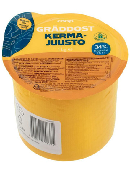 Сыр GRADDOST COOP Kerma-Juusto 31% - 1 кг, СРОК: КОНЕЦ ИЮЛЯ.