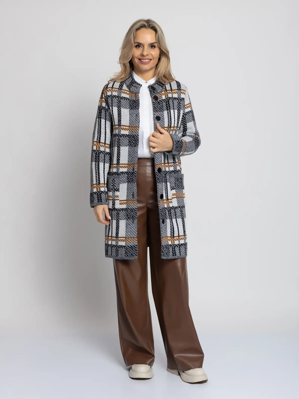 Кардиган В 1579/черн-горчич