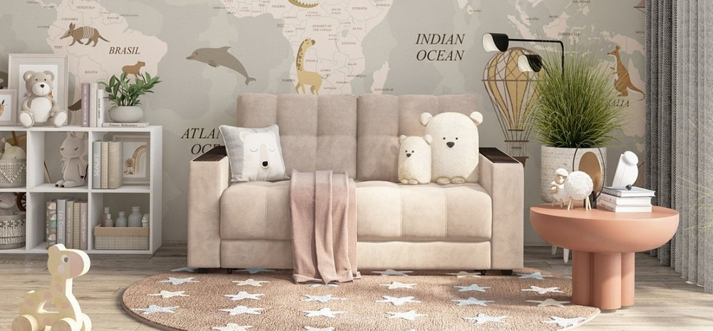 Диван Босс двухместный Велюр Монолит латте