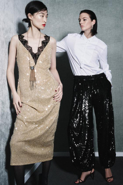 ZARA БРЮКИ-ШАРЫ С ПАЙЕТКАМИ — ZW COLLECTION LIMITED EDITION, ЧЕРНЫЙ