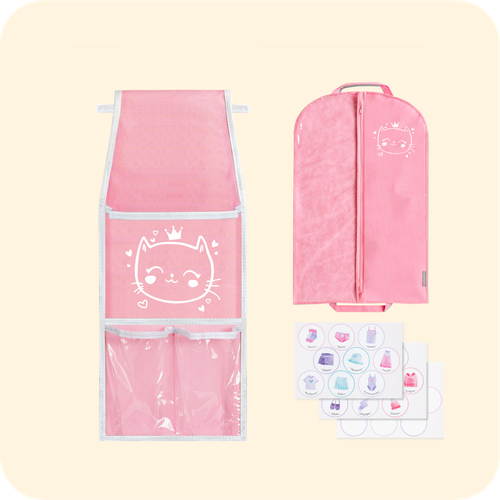 Набор для детского сада: кармашек, чехол, наклейки. Сердечки