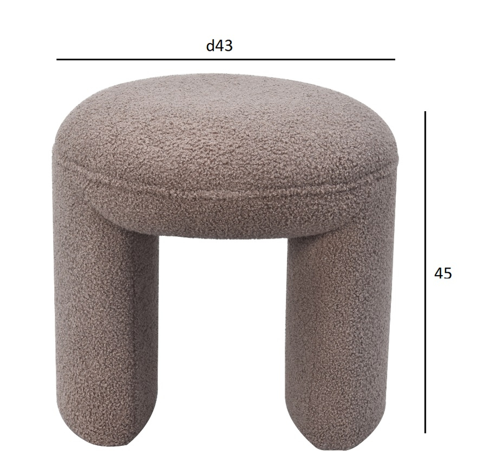 Пуф Garda Decor ТЕДДИ (TEDDY) серый d43*45 см