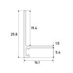 Микроплинтус для пола L-образный серебристый матовый, алюминиевый, C-05.25.2L Ликорн 26×16×2500 мм