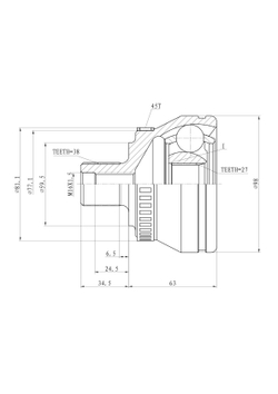 ШРУС наружный  AD A4 V6 VW B5 GANZ GIK04046