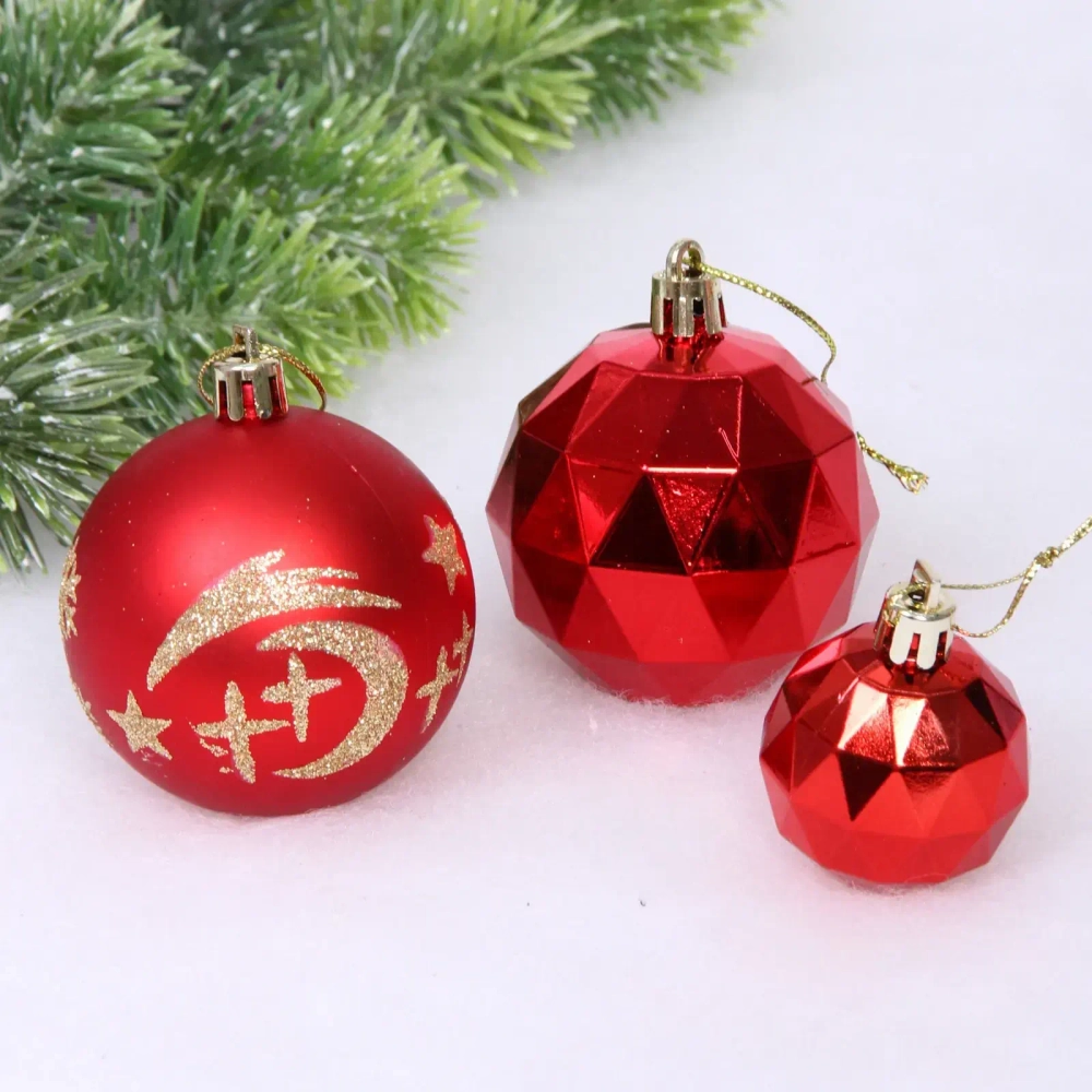 Набор шаров «Winter shine» 6 см + 4 см (24 предмета), Красный