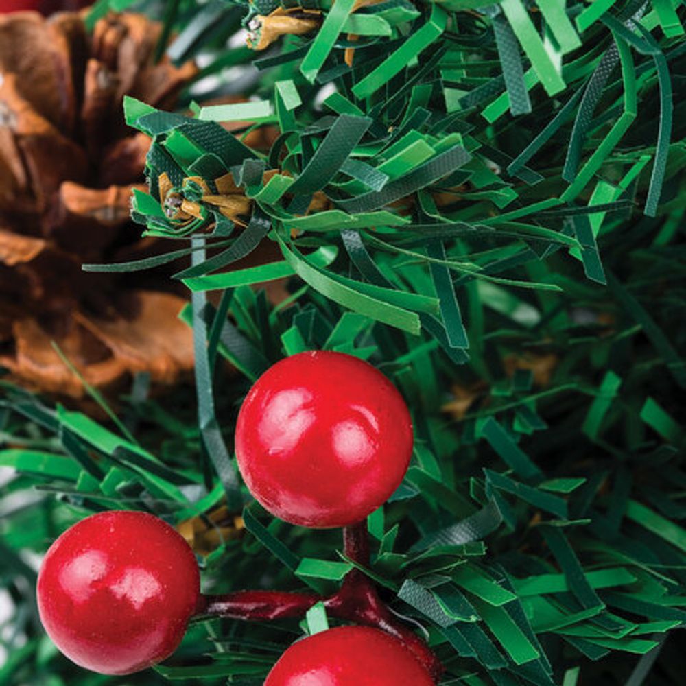 Ель искусственная новогодняя декоративная ЗОЛОТАЯ СКАЗКА 30 см, ПВХ, ягоды/шишки, 591321