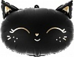 Шар (19""/48 см) Фигура, Голова, Магический котенок, Черный, 1 шт. Г007