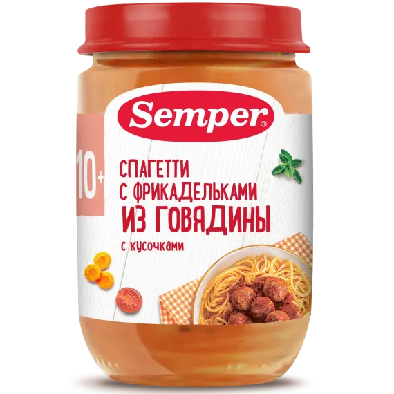 Пюре Semper спагетти-фрикадельки говядина 190г с 10месяцев