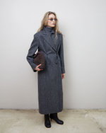 Пальто с дополнительными петлями из шерсти Стелла Маккартни полоска серый