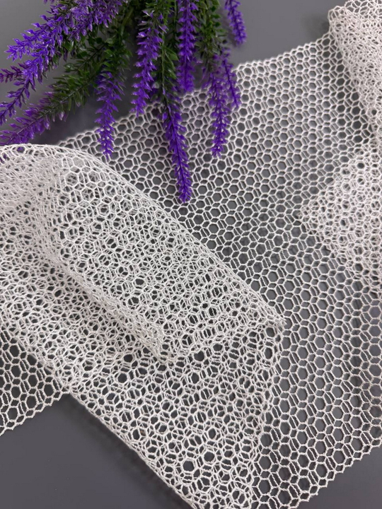 Тесьма сетка, молочная, 22см, крупные соты