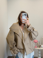 Тренч укороченный песочный