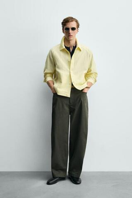 ZARA БРЮКИ BARREL FIT, ЭКРЮ/ХАКИ