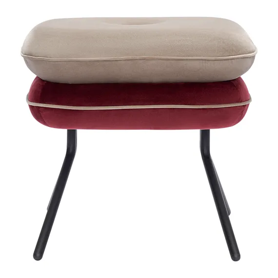 Пуф Pea, велюр, бежевый/бордовый