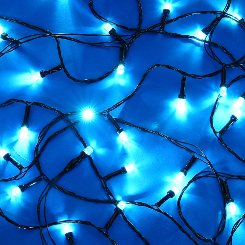 СНОУ БУМ Гирлянда эл. вьюн катушка 50м, 500LED, аква, 8 режимов, ПВХ черный, 220В