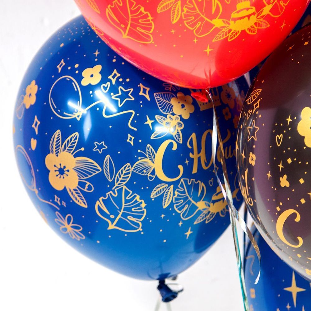 Шар (12"/30 см) С Юбилеем! (короны), Ассорти, пастель, 5 ст 25 шт.