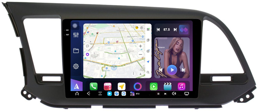 Магнитола для Hyundai Elantra 6 2016-2018 (штатная КЗВ, рамка тип 2) - FarCar GX9-7065F2B монитор 9.5" 2K QLED на Android 14, TS20, 6+128Гб, CarPlay, 4G SIM-слот