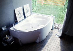 Акриловая ванна Aquatek (Акватек) Вега 170x105 R, с каркасом, с фронтальной панелью, со сливом-переливом