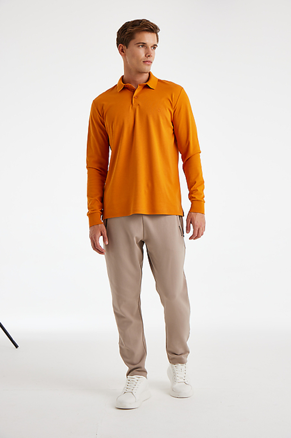 Лонгслив мужской поло Amber Glow оранжевый