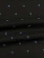 Шерсть с эластаном костюмно-плательная темно-синяя с голубой геометричной вышивкой