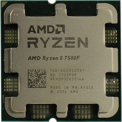 Процессор CPU AMD Ryzen 5 7500F OEM (100-000000597) (Base 3,70GHz, Turbo 5,00GHz, without graphics, L3 32Mb, TDP 65W, AM5)