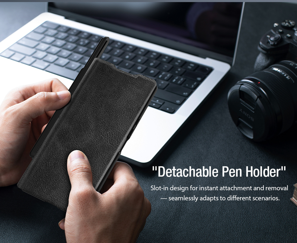 Кожаный чехол книжка от Nillkin для Samsung Galaxy Z Fold 7, серия Qin Pro Leather Case (с держателем для S Pen)