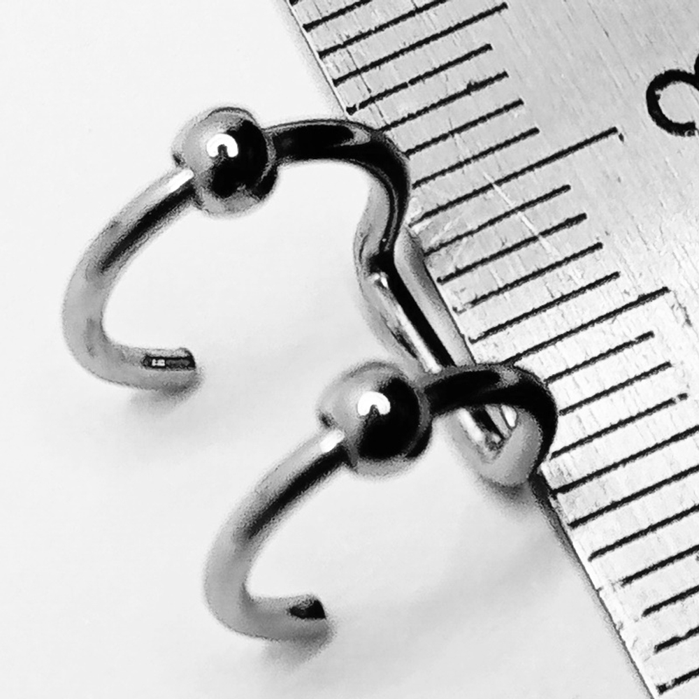 Серьга каффа двойная с шариком для имитации пирсинга ушей ( без прокола). медицинская сталь.