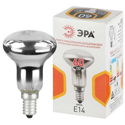 Лампа накаливания ЭРА R50-60-E14-230 60Вт 230В рефлектор цветная коробка E14